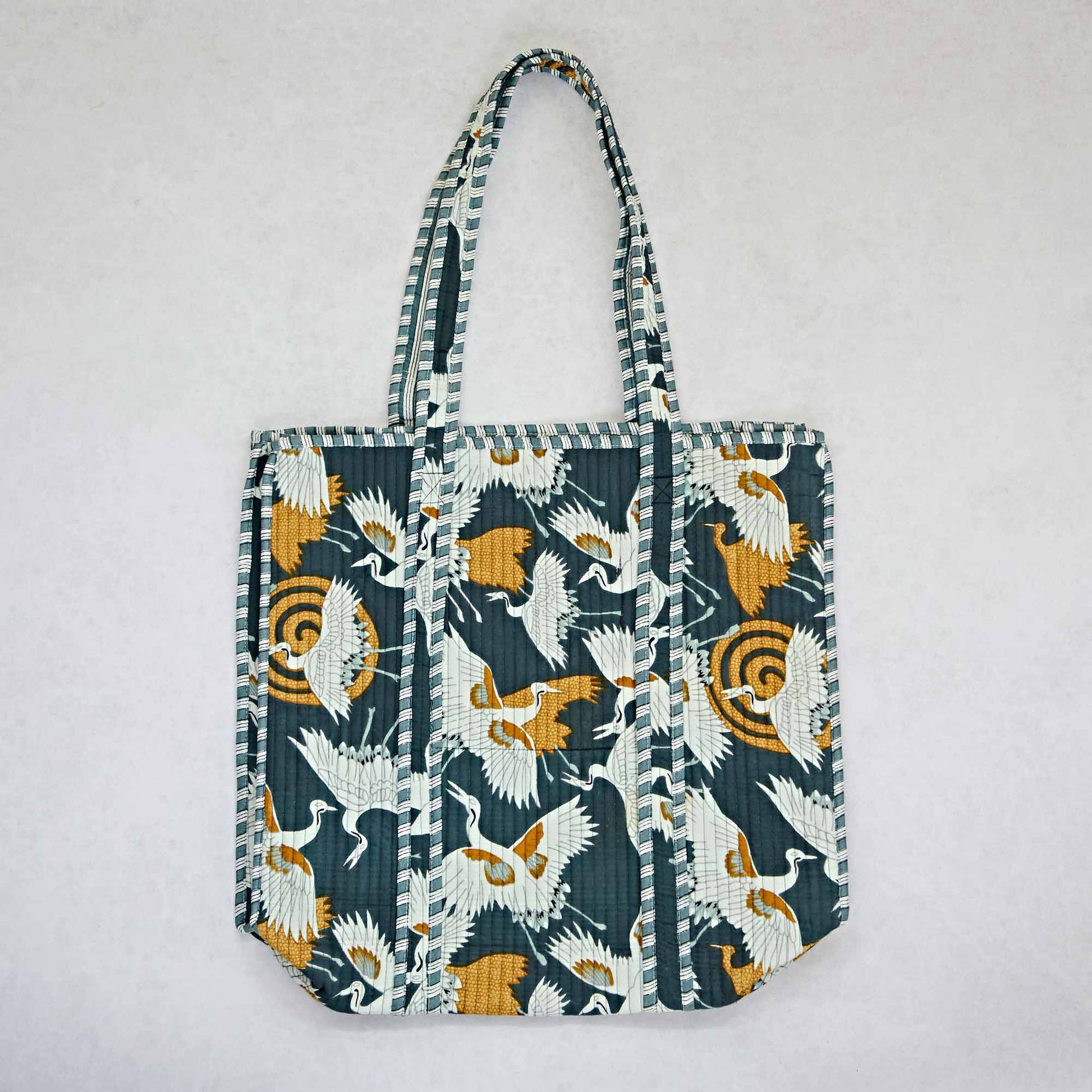 Stork Print Quilted Cotton Tote Bag