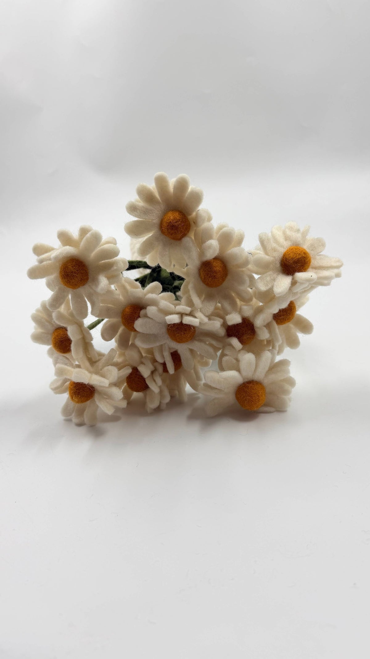 Handmade Felt White Daisy Flower Stem