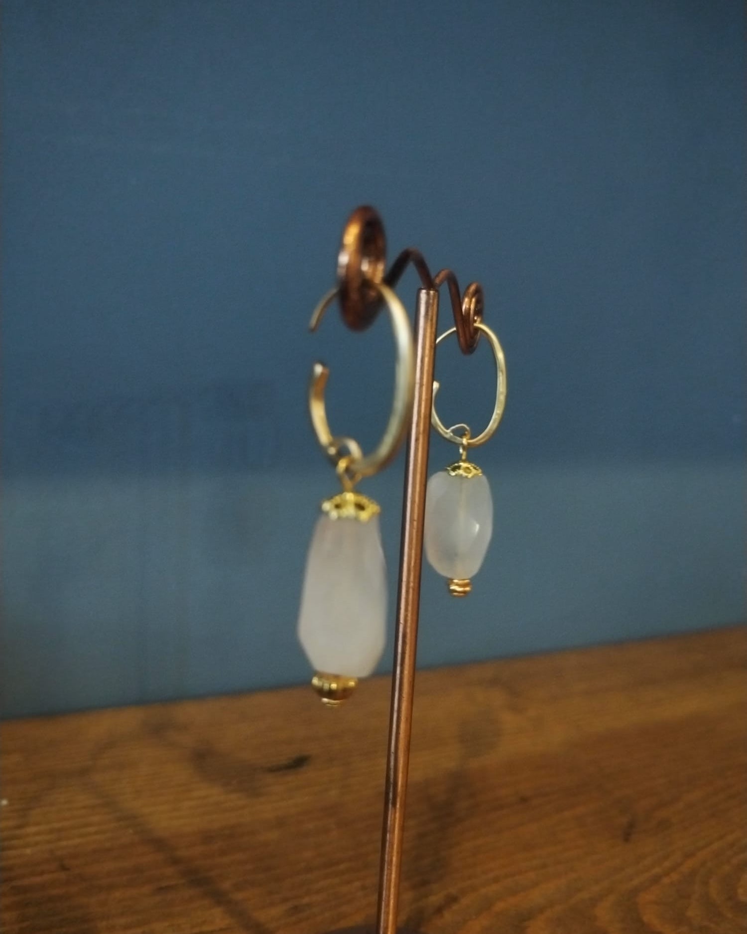 Smoky Crystal Drop Hoop Earrings Handmade in Bristol