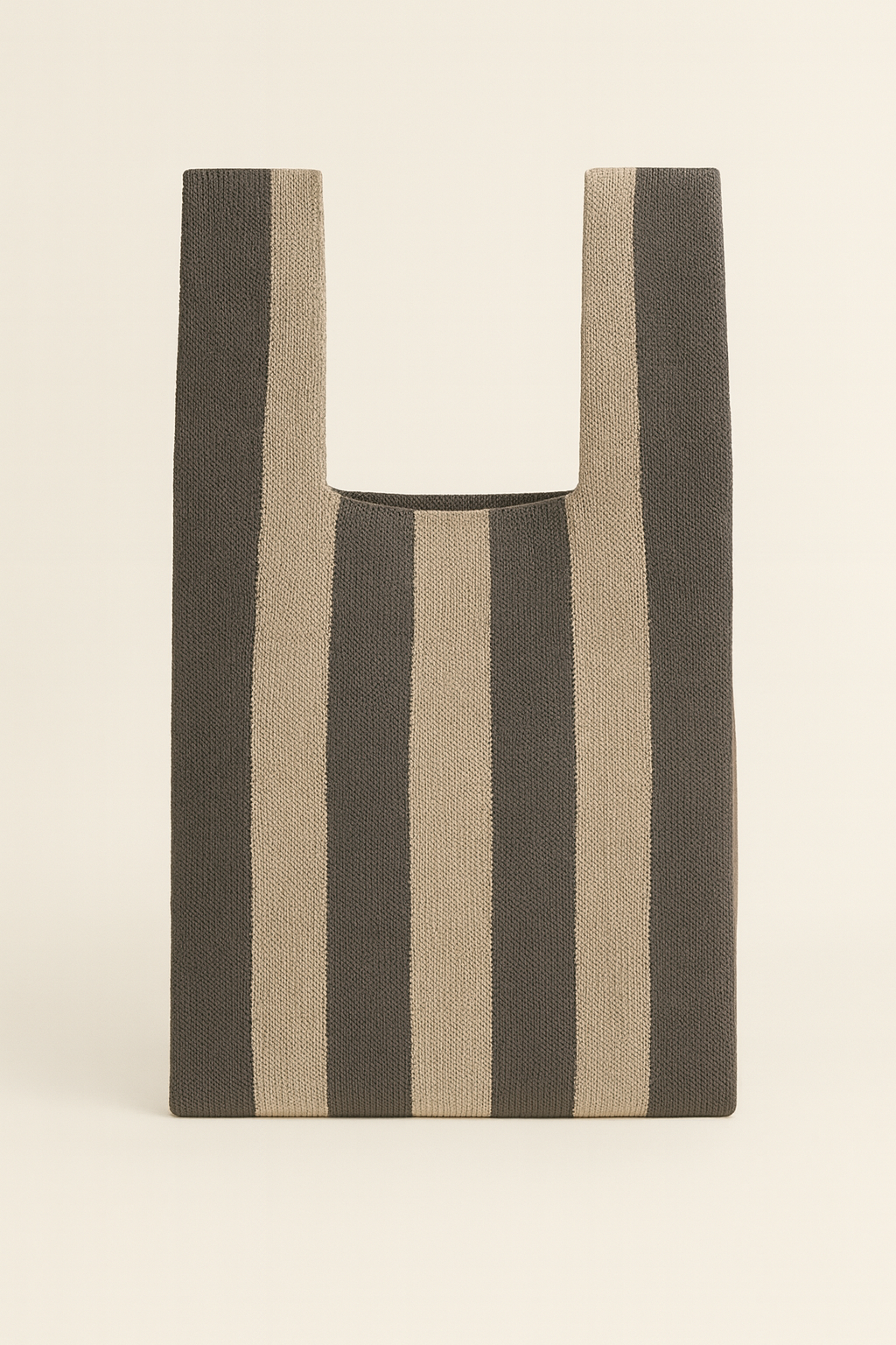 Black and Cream Striped Knitted Tote Bag by Tokii