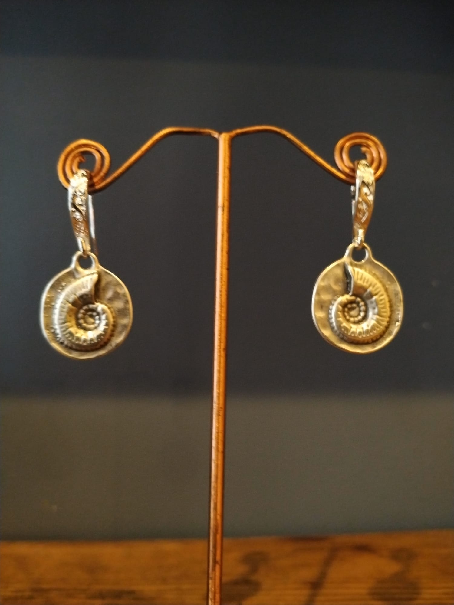 Silver Ammonite Drop Earrings – Handmade in Bristol