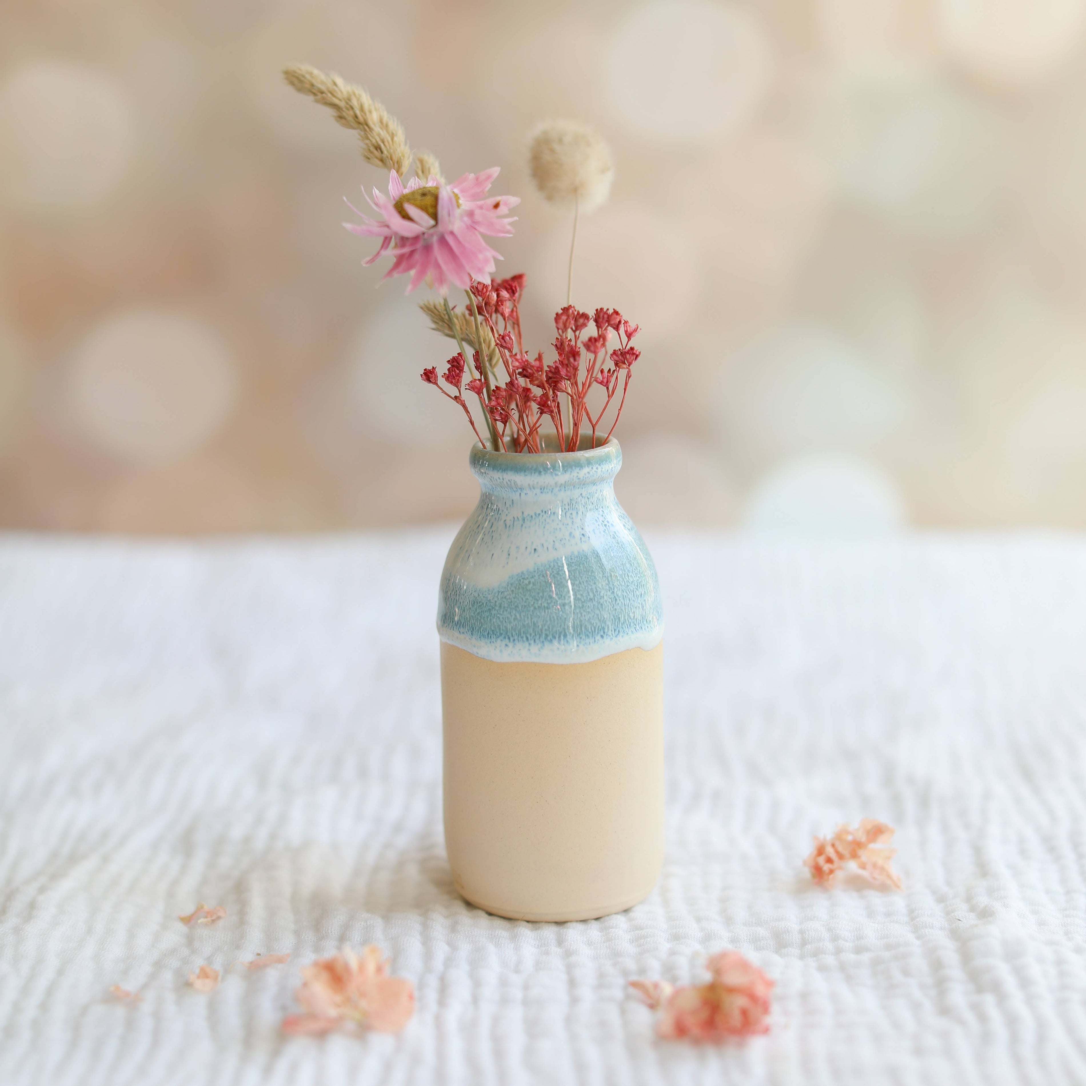 Ceramic Milk Bottle Vase Coast Blue - Handmade Ceramic Vase