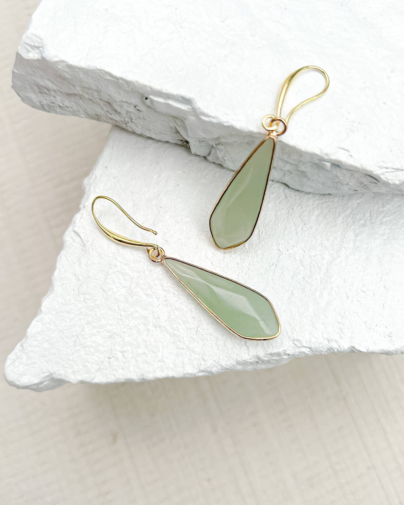 Aventurine Droplet Earrings with 18k Gold-Plated Hooks