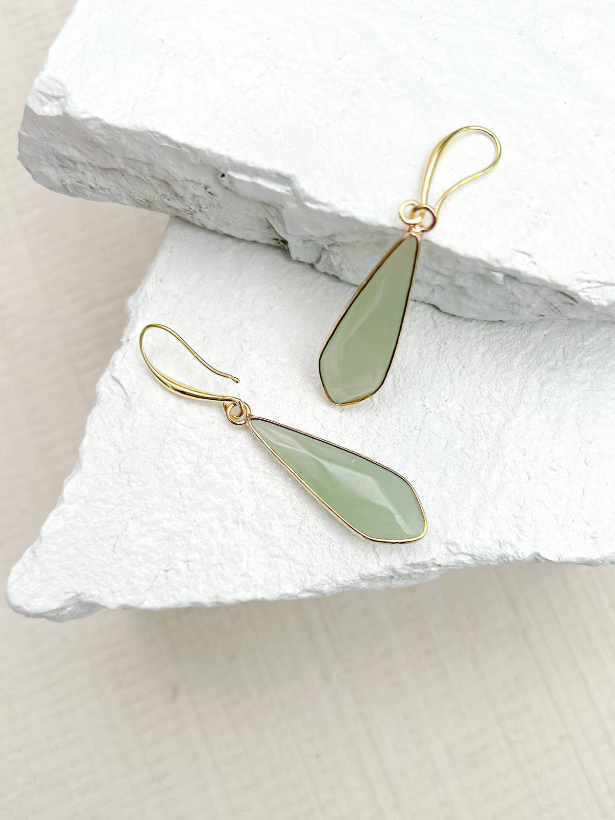 Aventurine Droplet Earrings with 18k Gold-Plated Hooks