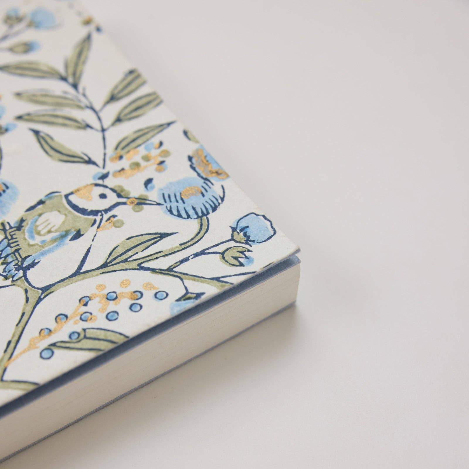 Block Printed Ruled Notebook A5 – Songbirds Blue Stone