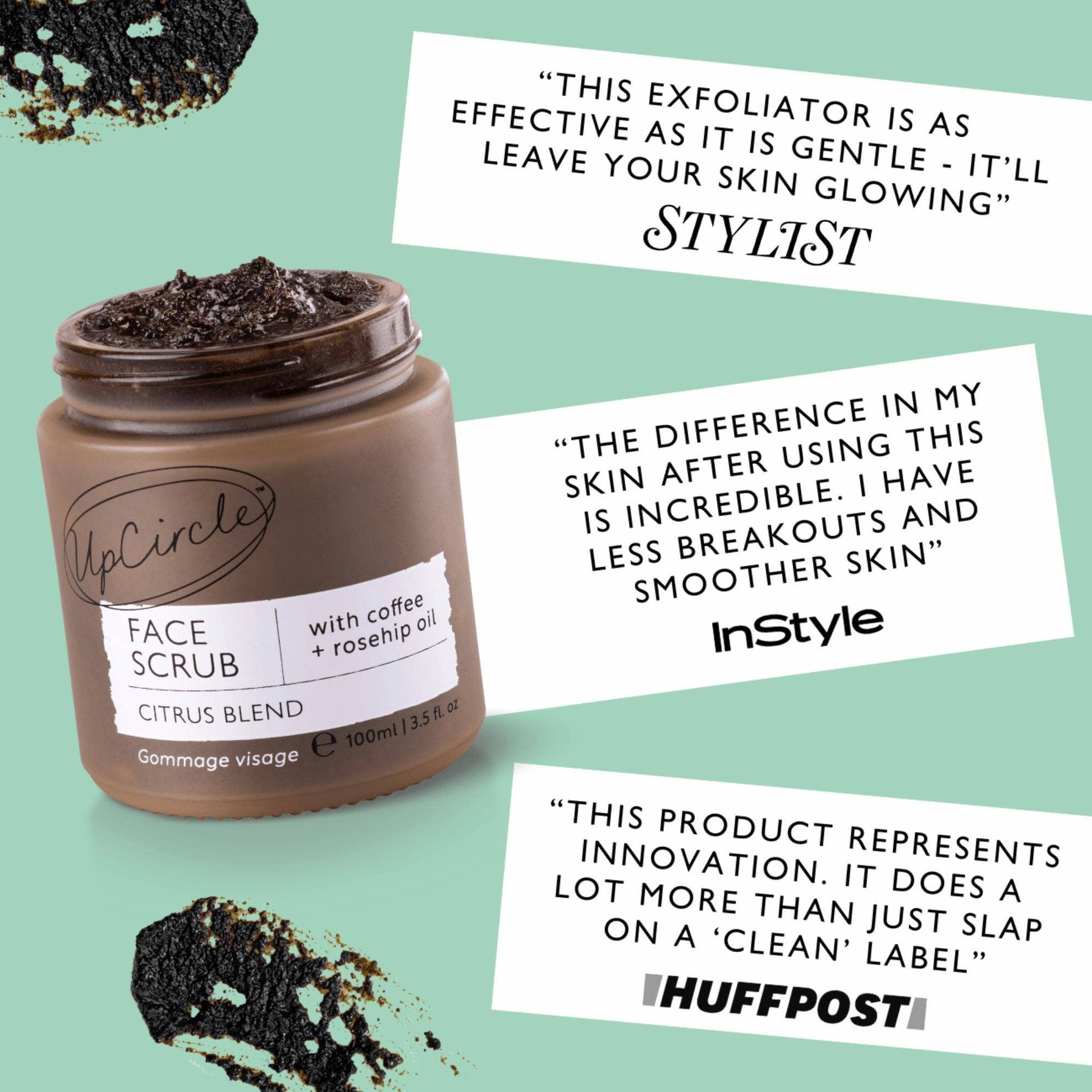 Coffee and Rosehip Face Scrub for Dry Skin by UpCircle Beauty