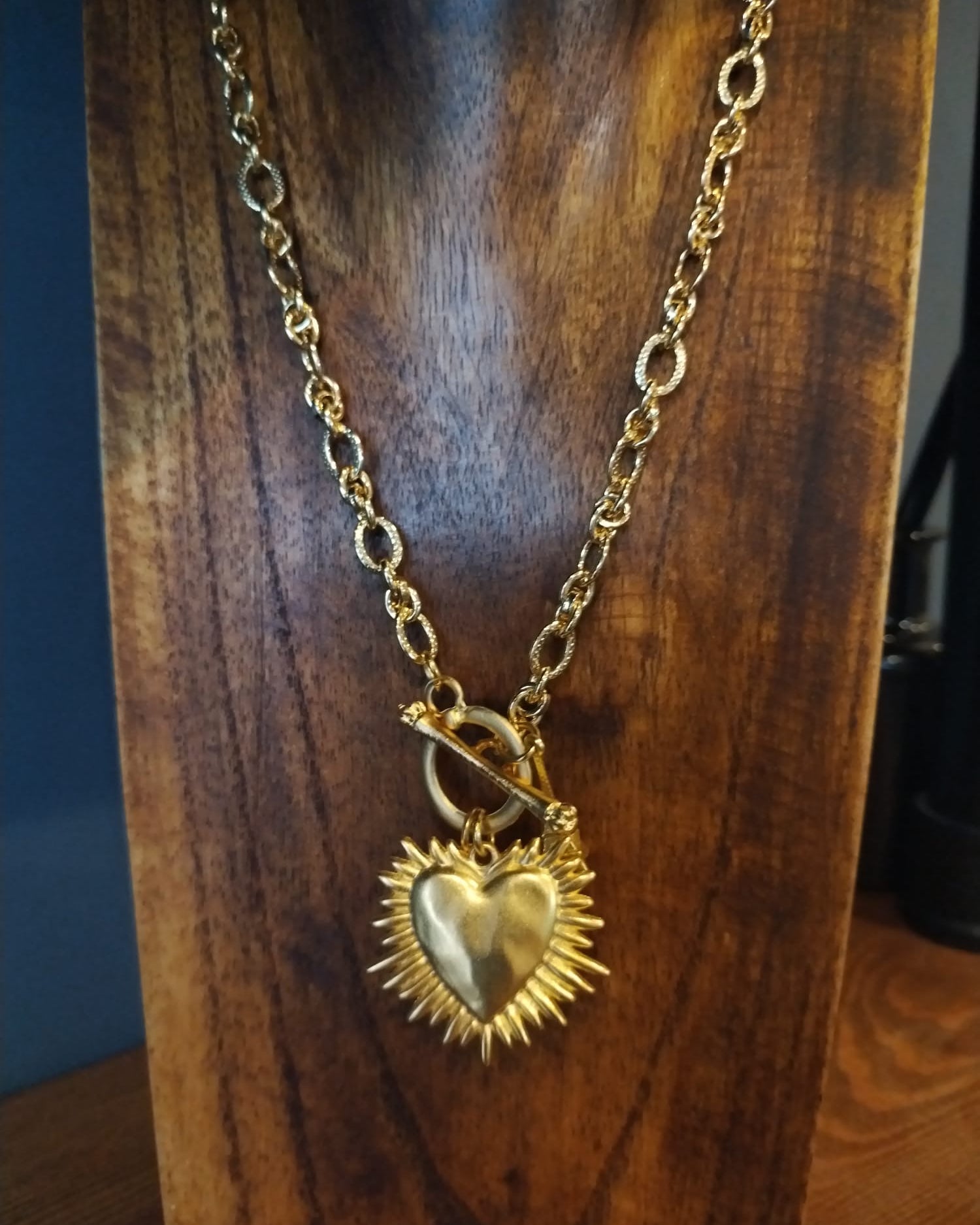 Gold Chain Necklace with, Heart and Pearl Charms 67cm