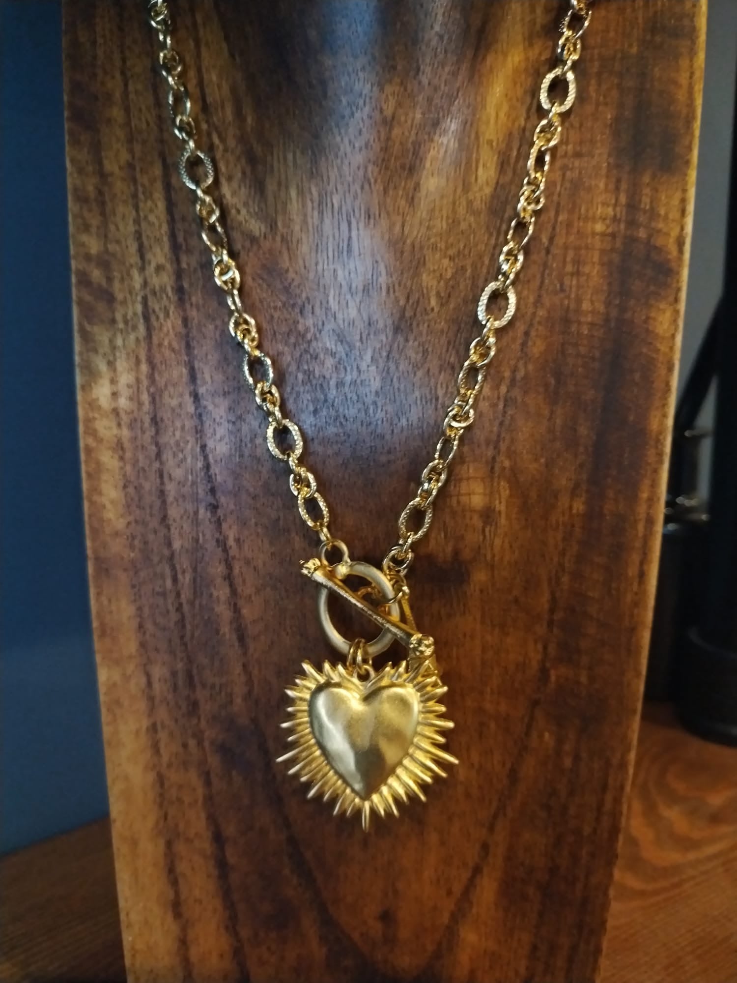 Gold Chain Necklace with Swan, Heart and Pearl Charms 44cm