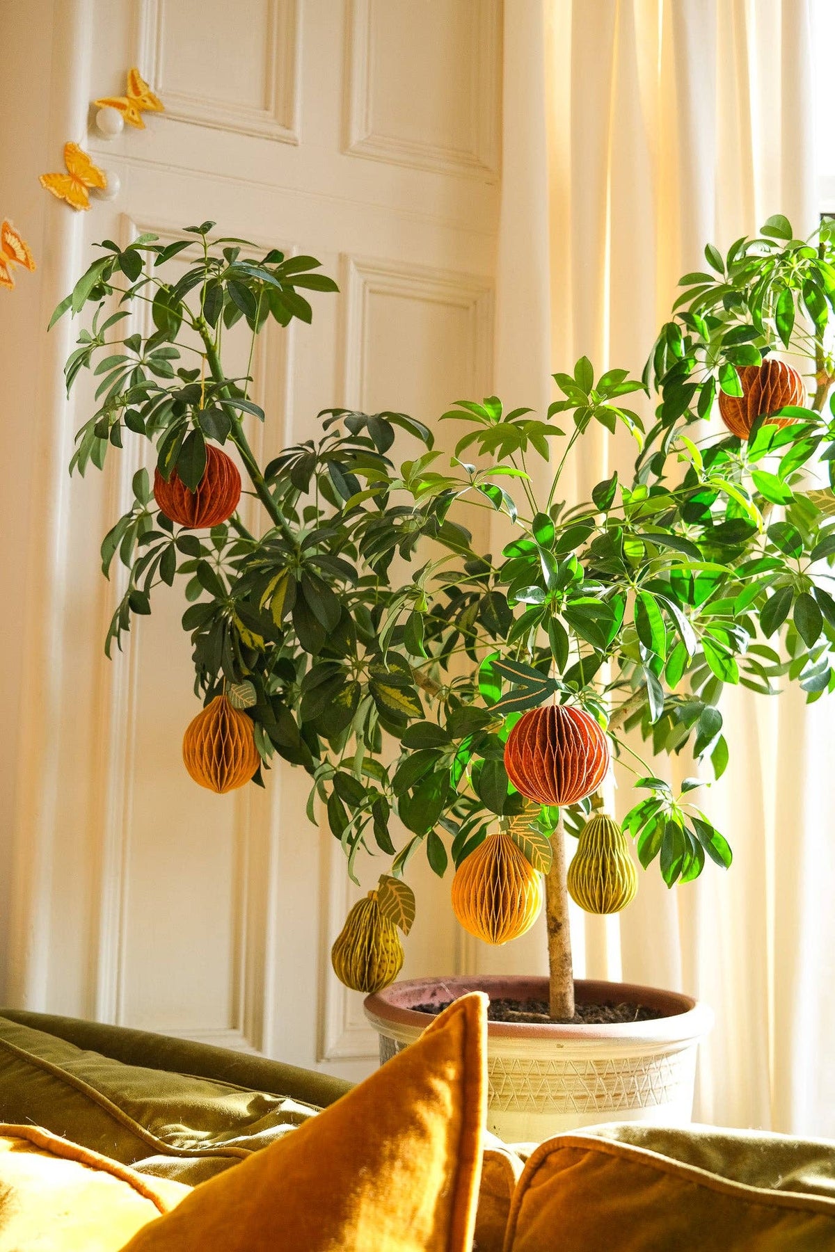 Orange Honeycomb Paper Christmas Decoration