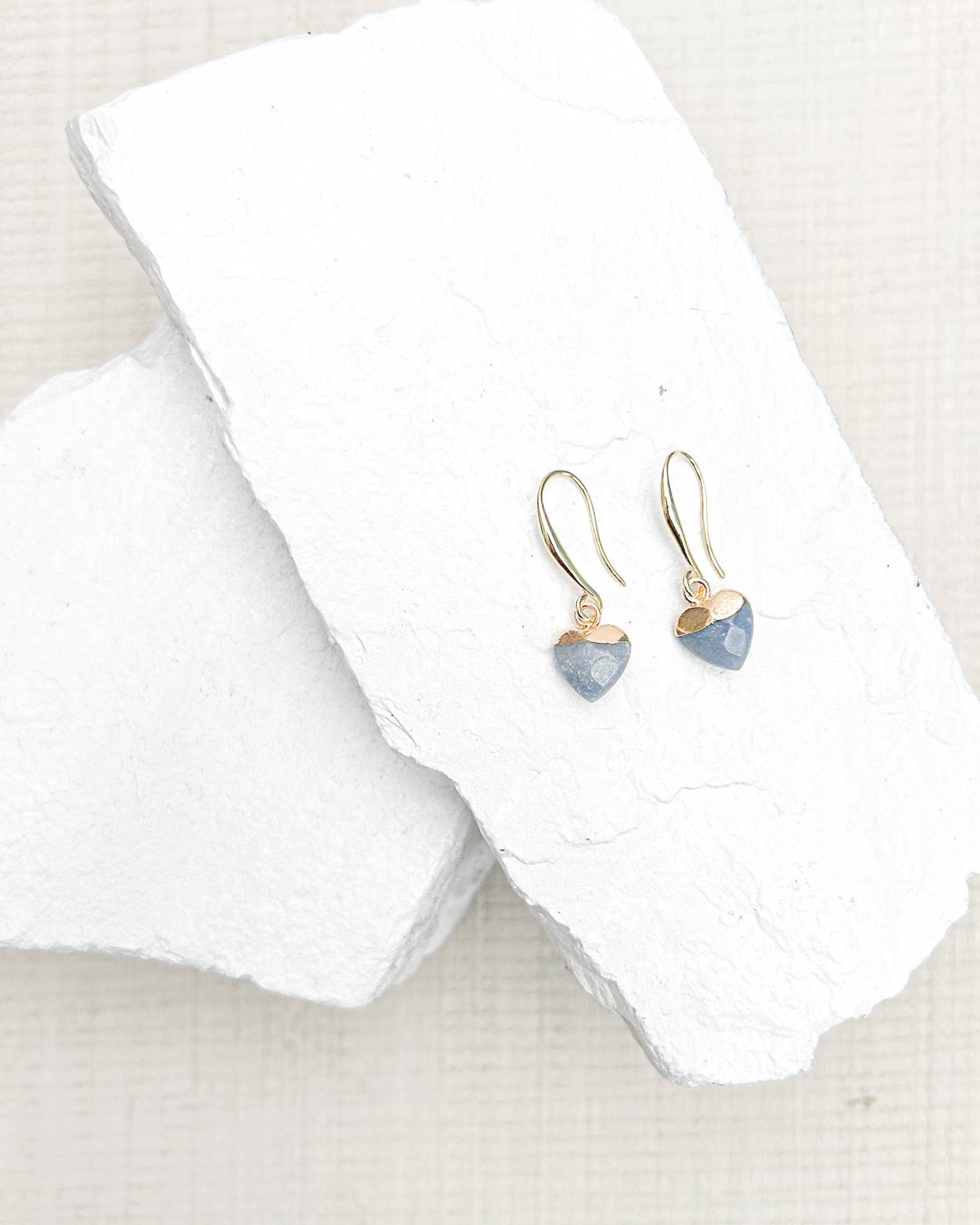 Blue Aventurine Small Heart Gold-Plated Earrings