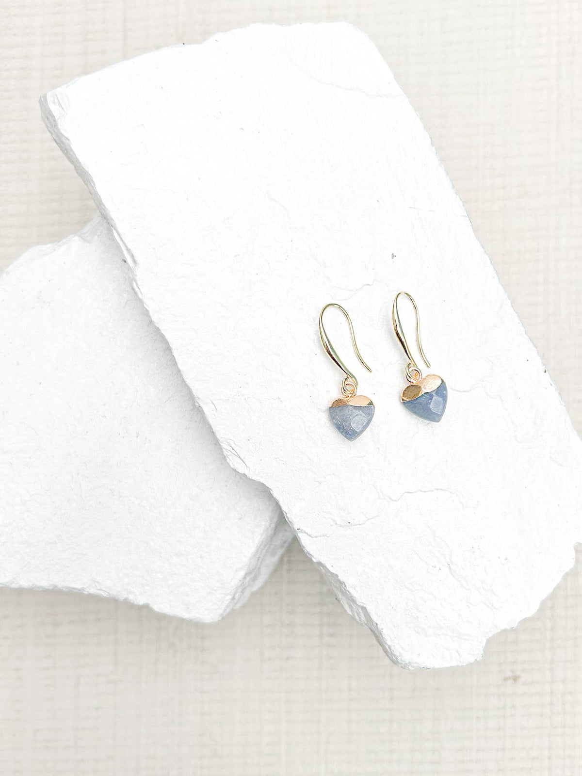 Blue Aventurine Small Heart Gold-Plated Earrings