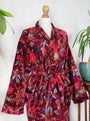 Wine red velvet kimono robe gift for her or him