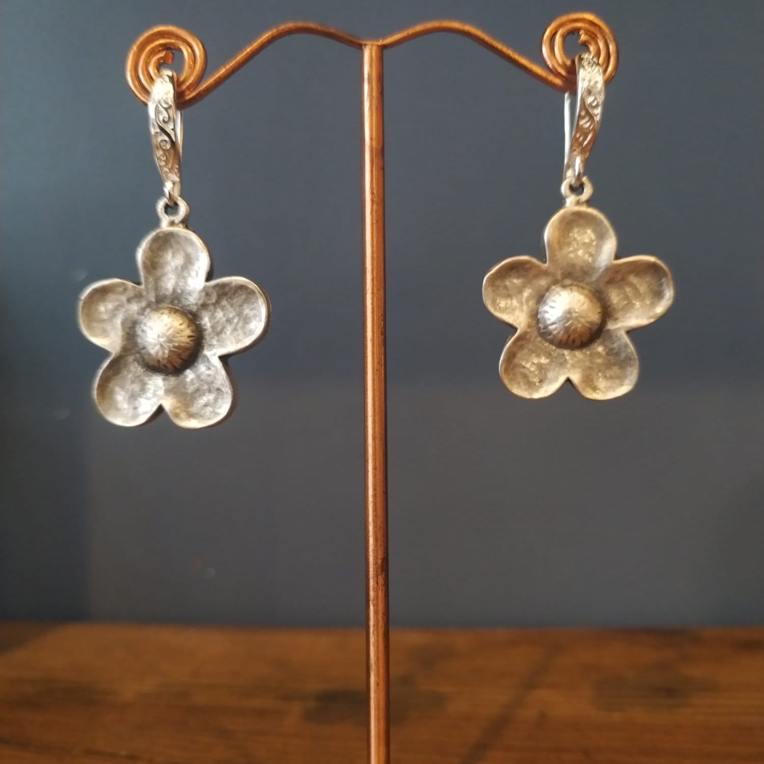 Handmade Pretty Silver Flower Drop Earrings by Diana in Bristol