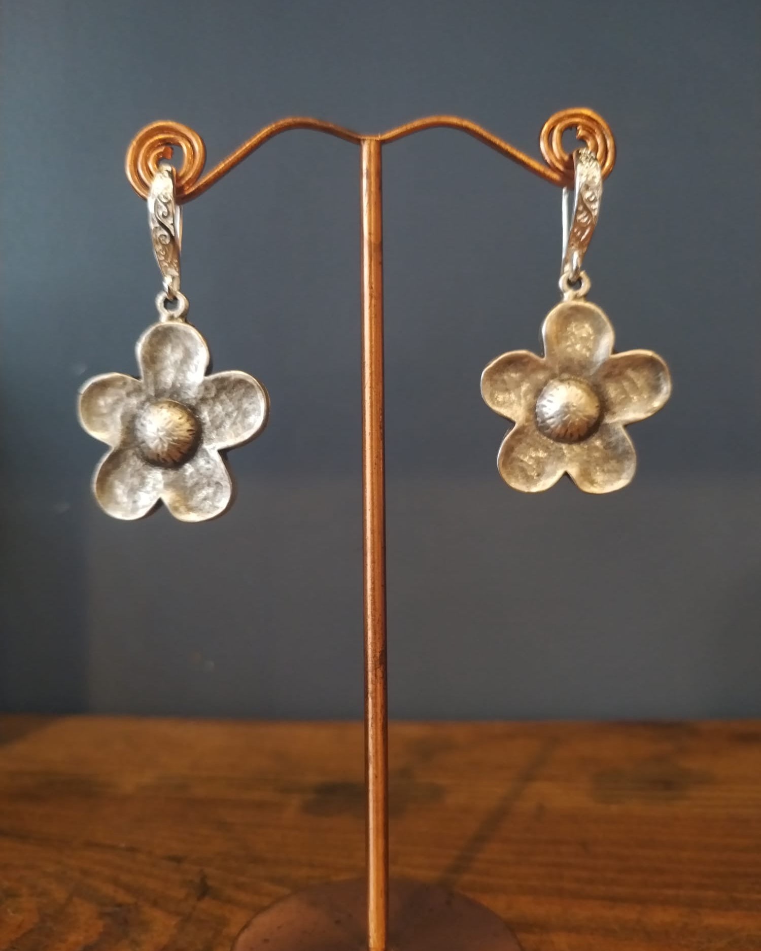 Handmade Pretty Silver Flower Drop Earrings by Diana in Bristol