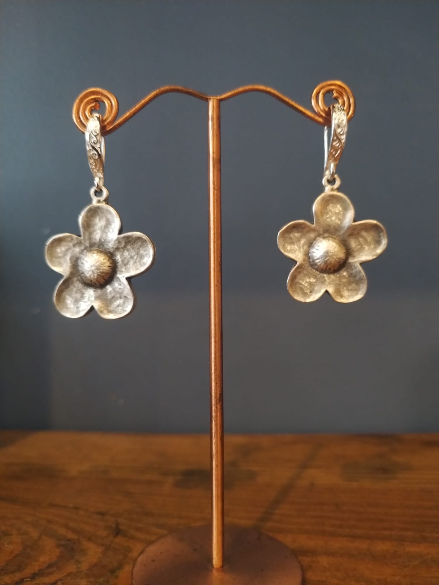 Handmade Pretty Silver Flower Drop Earrings by Diana in Bristol