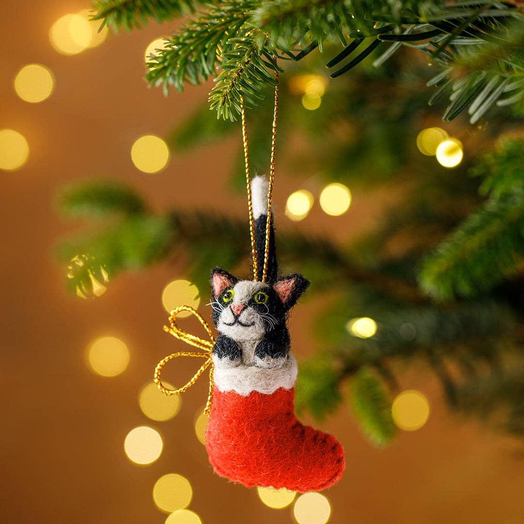 Clarence Cat Felt Christmas Decoration