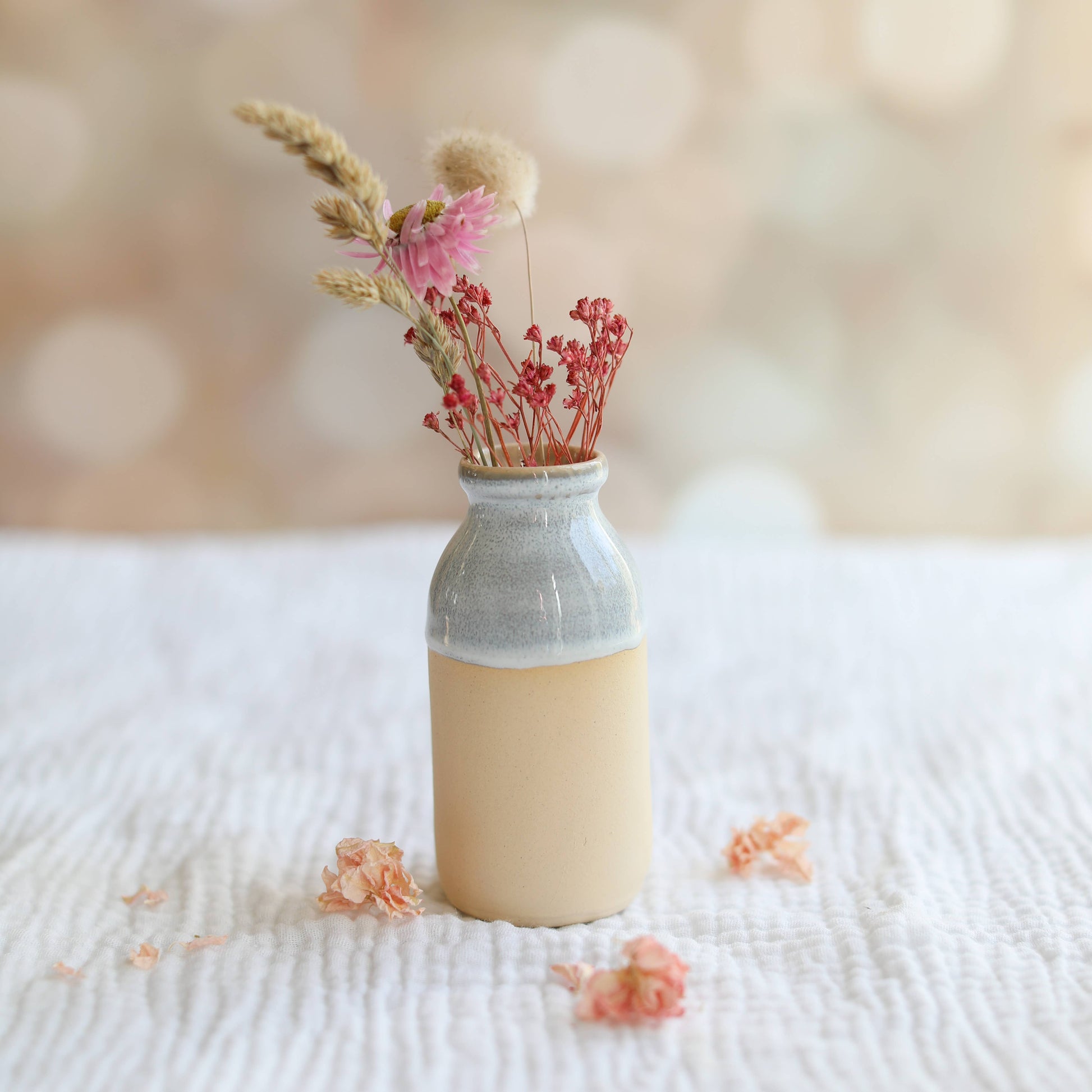 Ceramic Milk Bottle Vase Mustard Yellow - Handmade Ceramic Vase