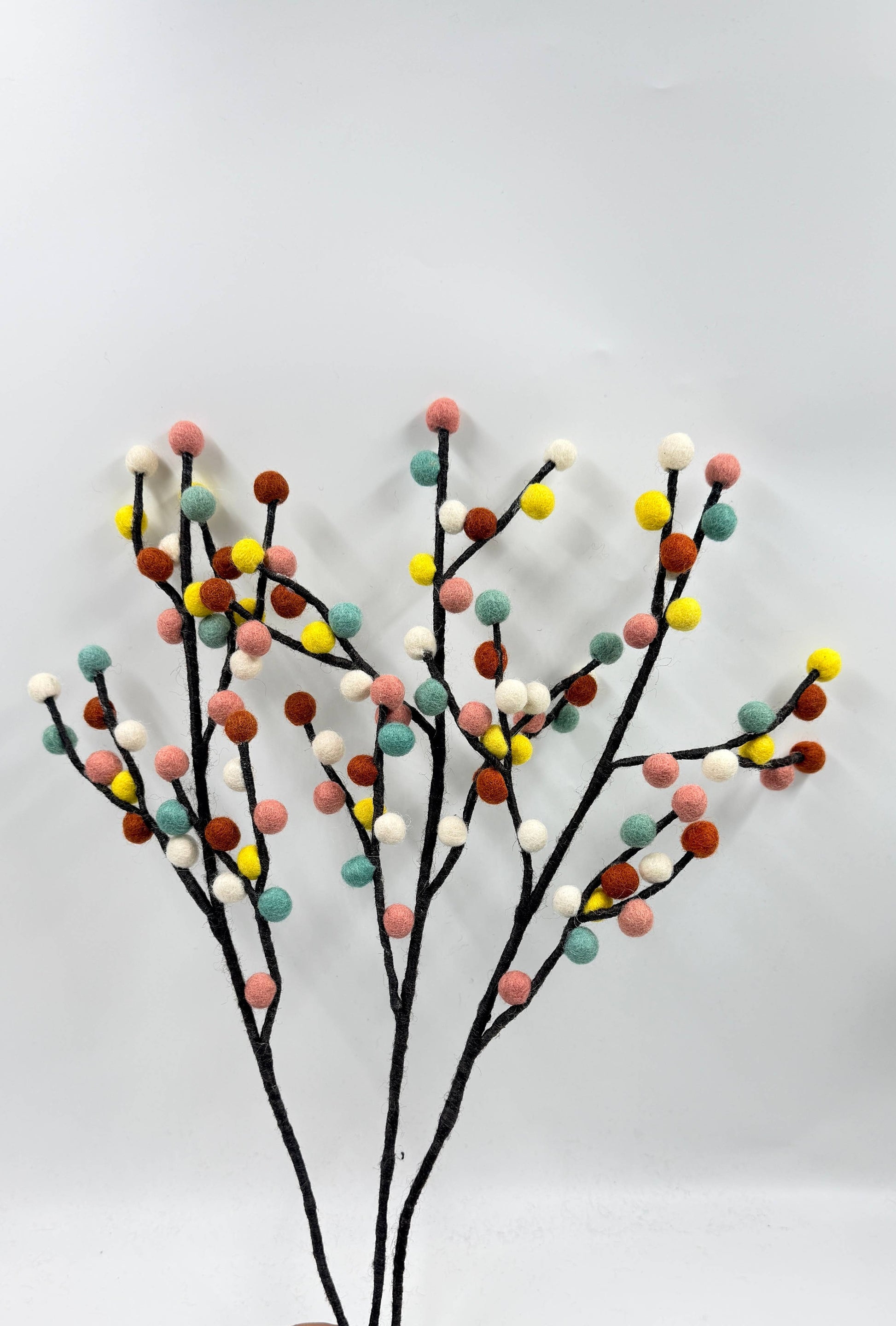 Handmade Felt Pom Pom Flower Branch – Multicolour Ethical Felt Decoration