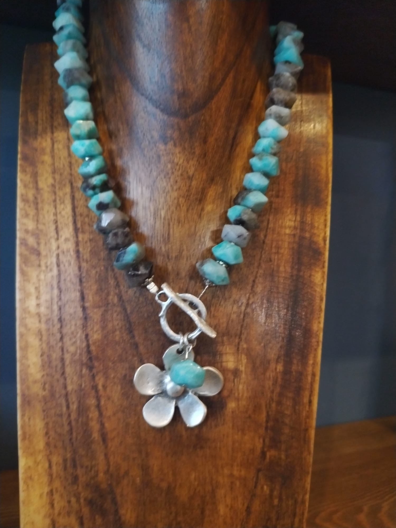 Apatite Necklace With Silver Flower Charm