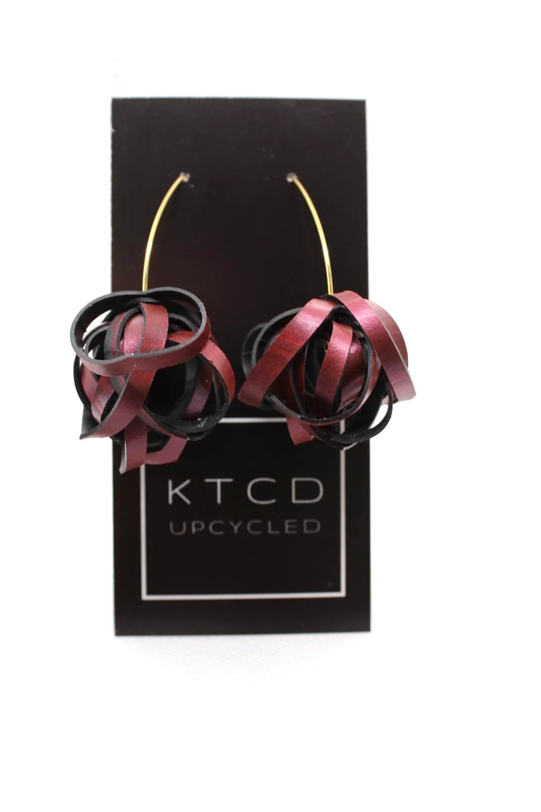 Red Pom-Pom Earrings – Upcycled Bicycle Inner Tube