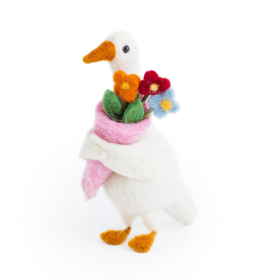 Duck with a Bouquet Felt Decoration
