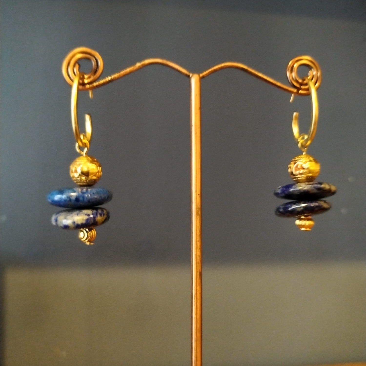 Sodalite & Gold Drop Earrings Handmade