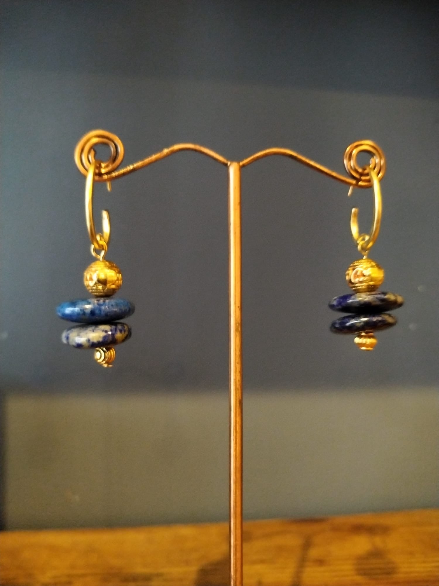 Sodalite & Gold Drop Earrings Handmade
