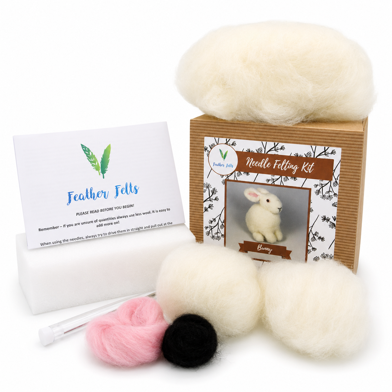 Bunny Needle Felting Kit With Foam