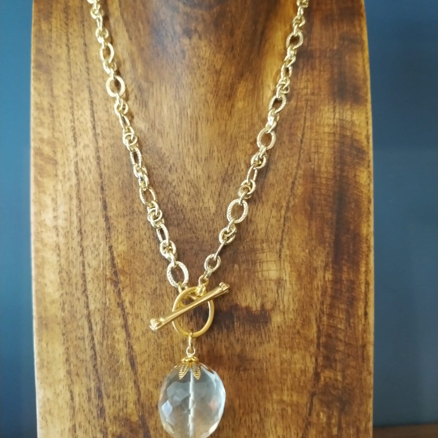 Faceted Citrine on gold chain