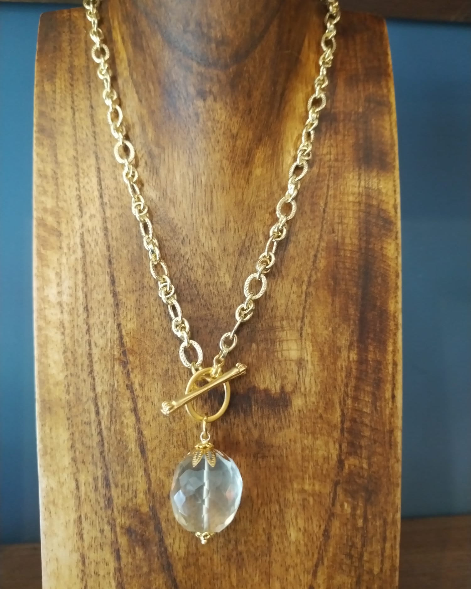Faceted Citrine on gold chain