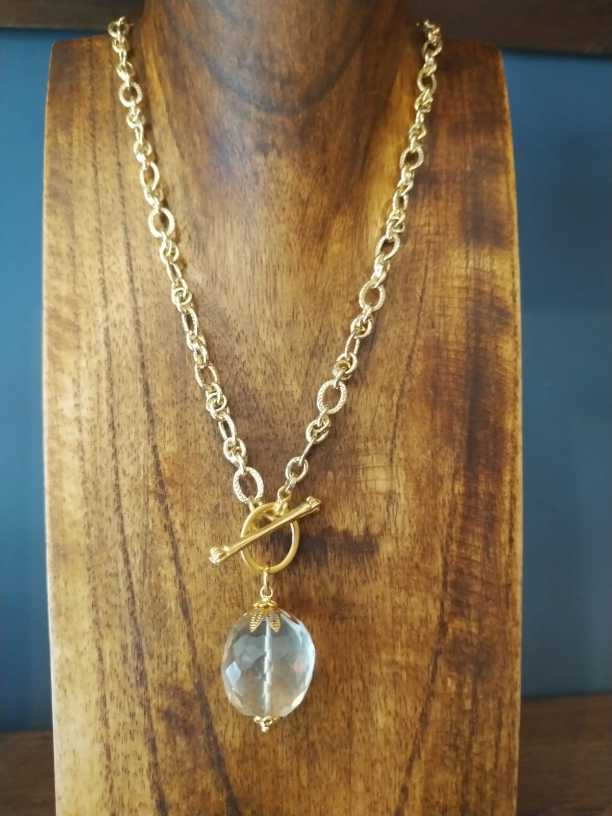 Faceted Citrine on gold chain