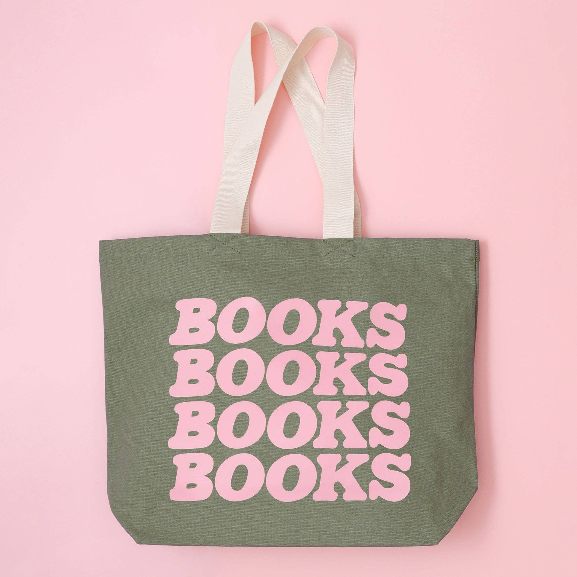 Books Books Books Books - Olive Green Canvas Tote Bag