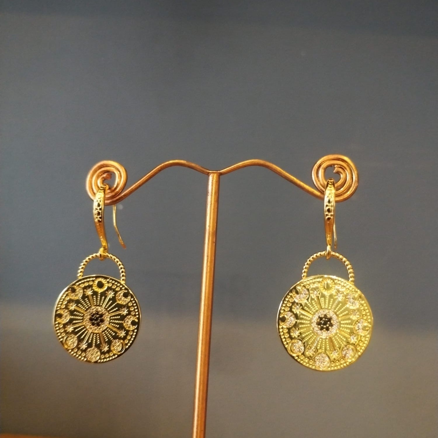 Gold Medallion Earrings