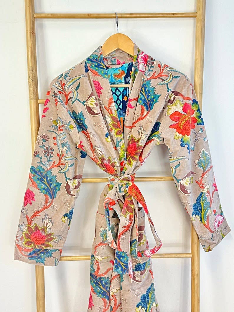 Luxury Velvet Robe - Autumn Poudre Beige