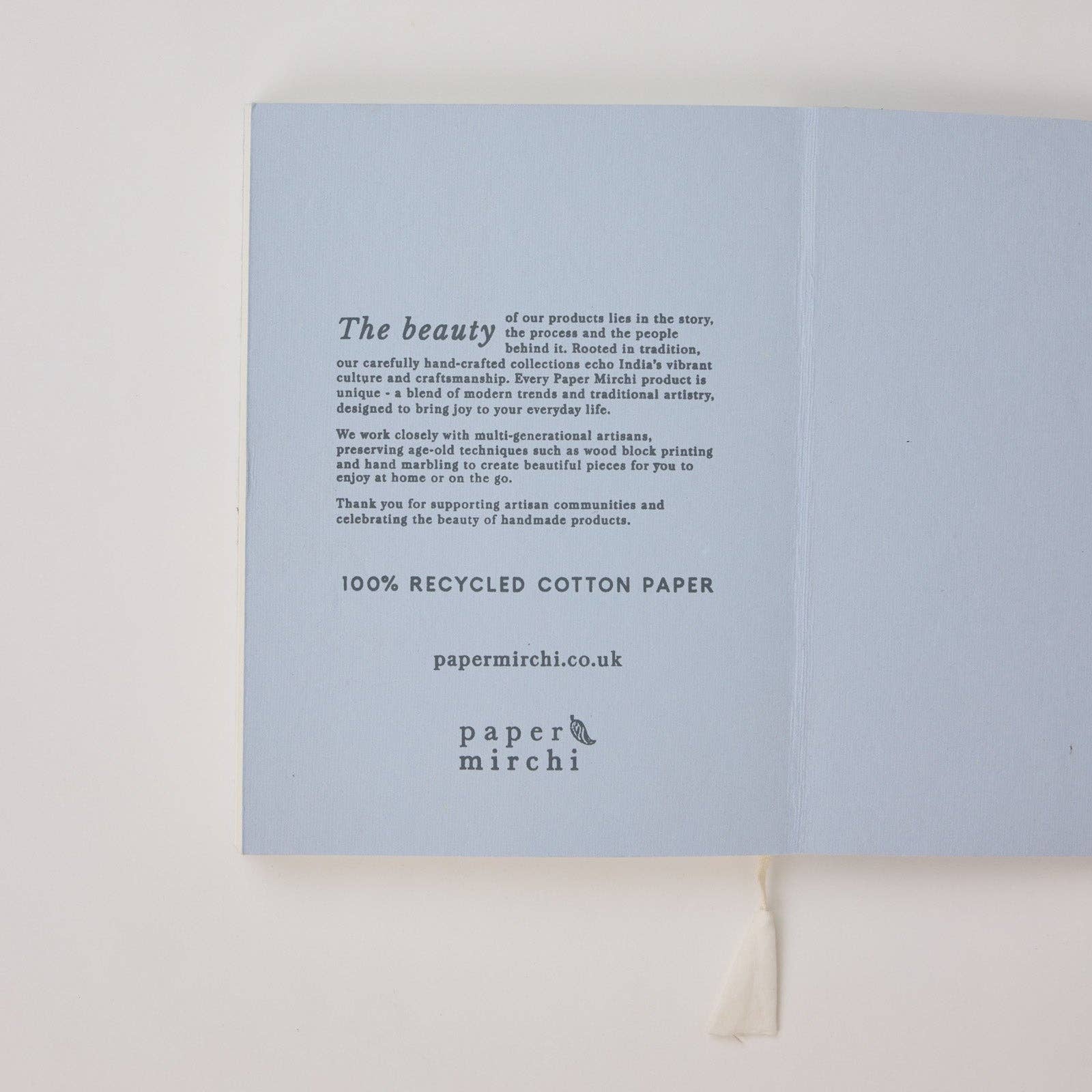 Block Printed Ruled Notebook A5 – Songbirds Blue Stone