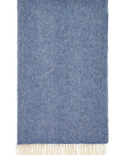 Herringbone Pure Wool Throw Blueberry, Bronte By Moon