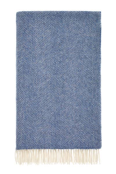 Herringbone Pure Wool Throw Blueberry, Bronte By Moon