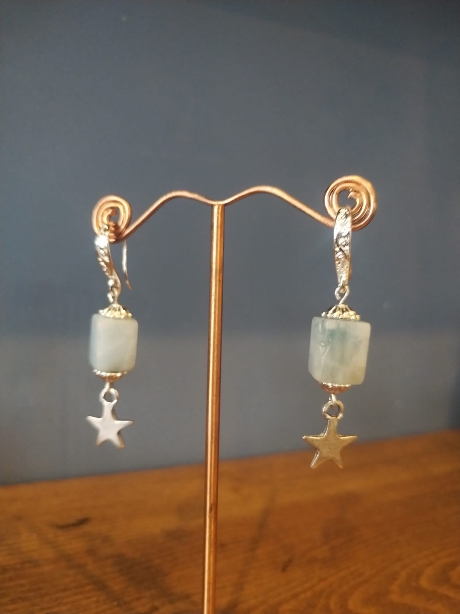 Silver Smoky Quartz Star Charm Earrings Handmade in Bristol