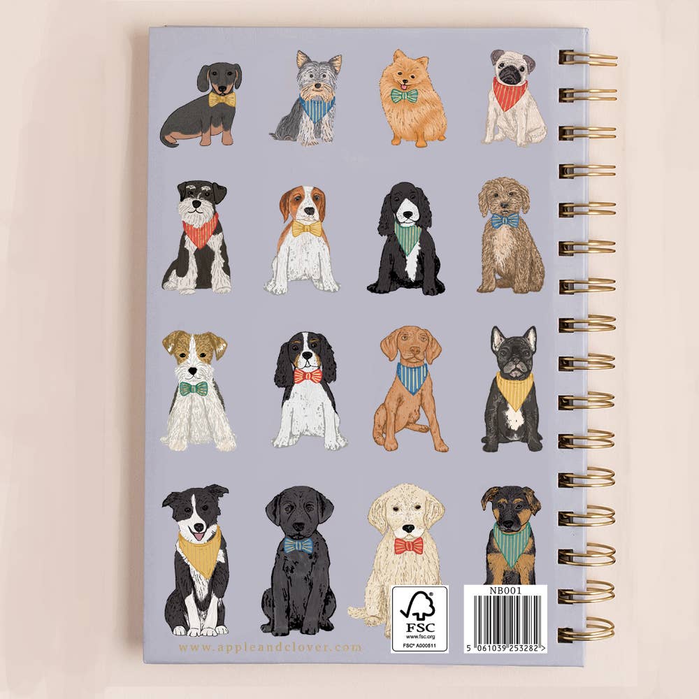 A5 Notebook Multi Dogs Hardback Gold Foil