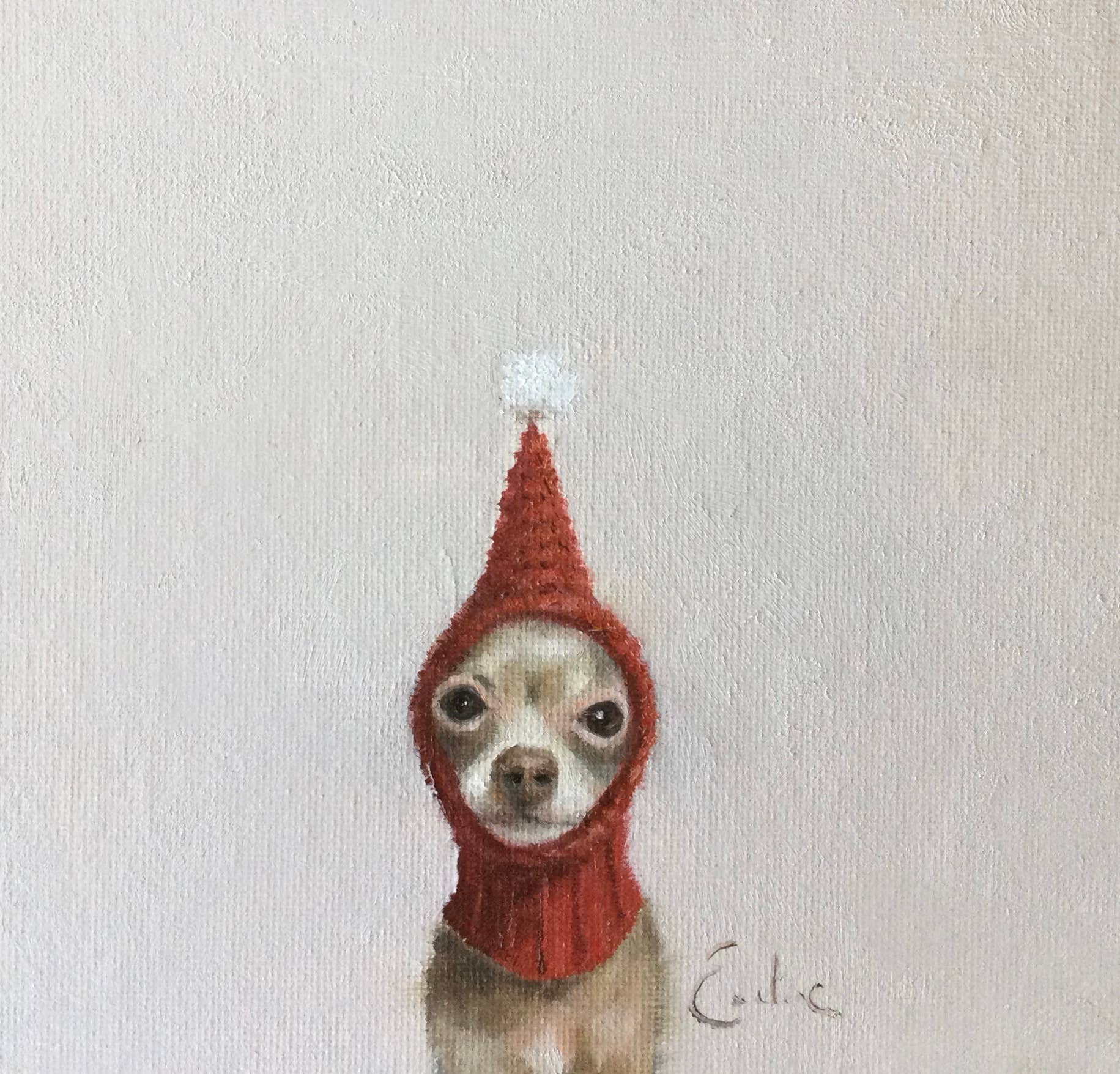Scrooge Chihuahua Christmas Card 6 x 6 by Emeline Watchorn