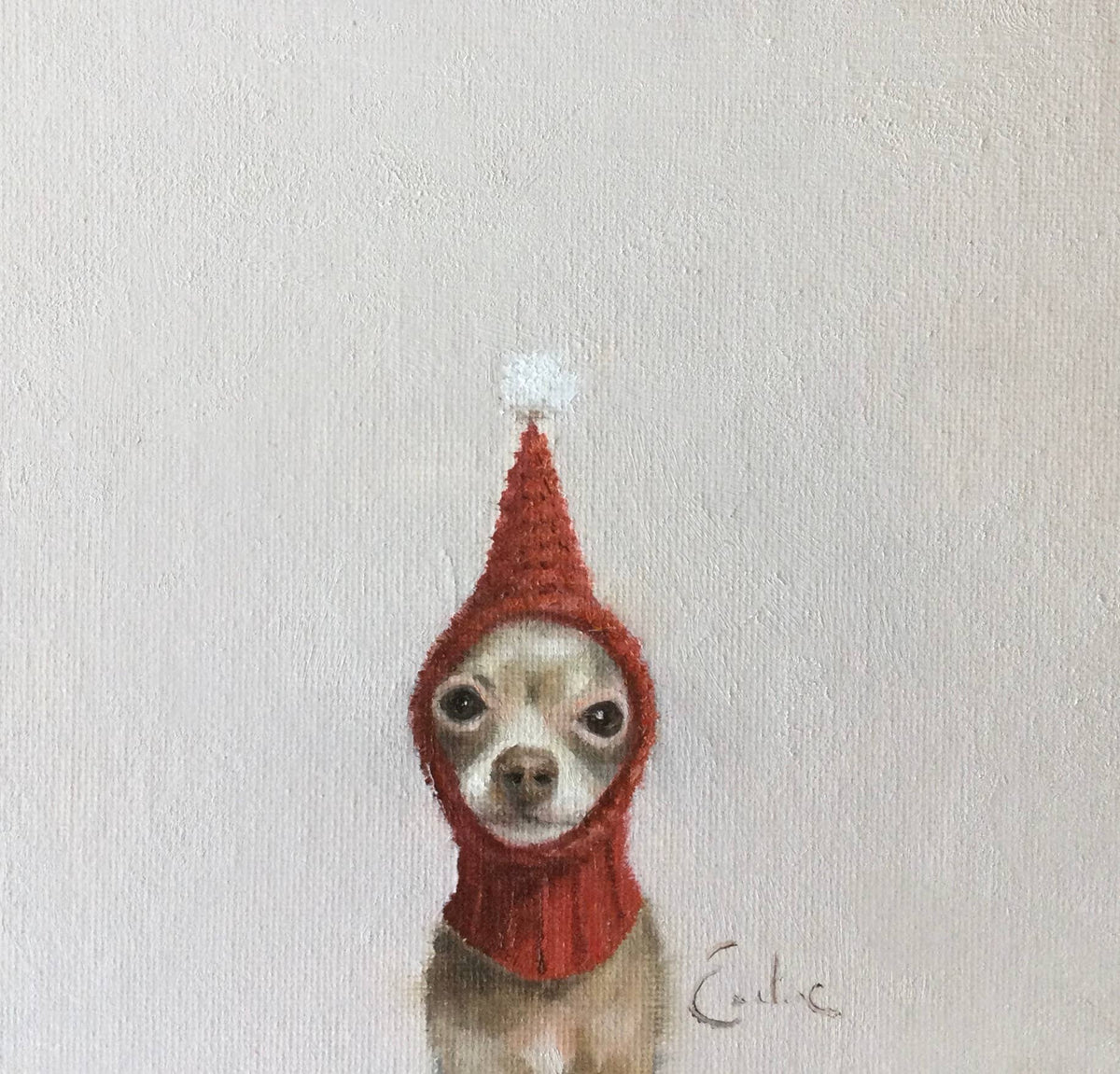 Scrooge Chihuahua Christmas Card 6 x 6 by Emeline Watchorn