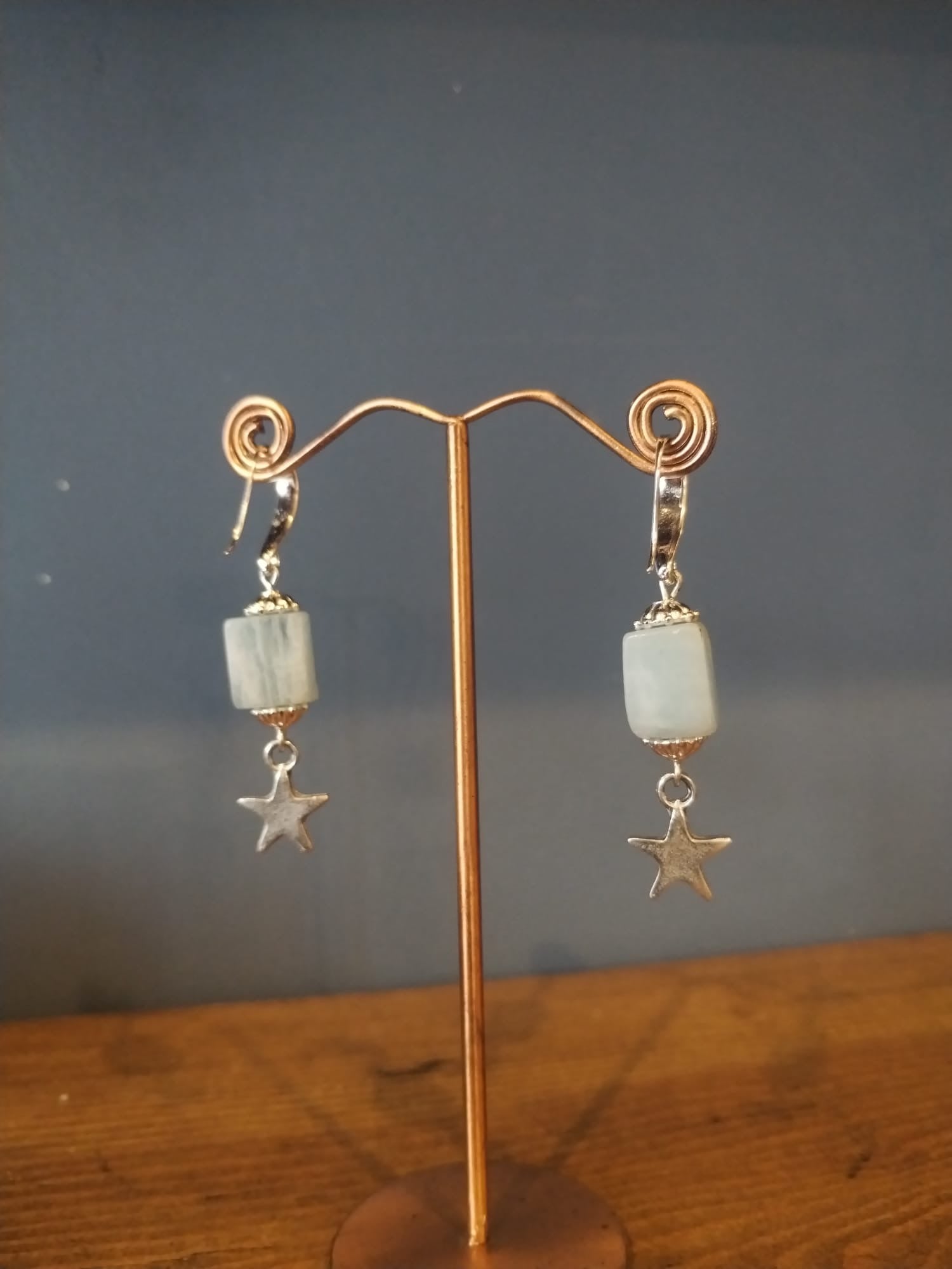 Silver Smoky Quartz Star Charm Earrings Handmade in Bristol