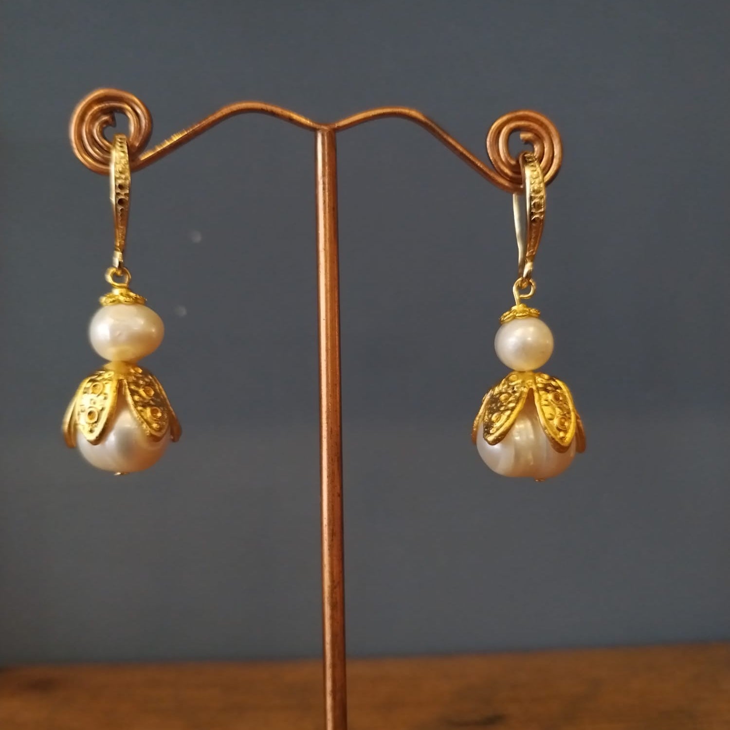 Classic Gold Bud & Pearl Earrings