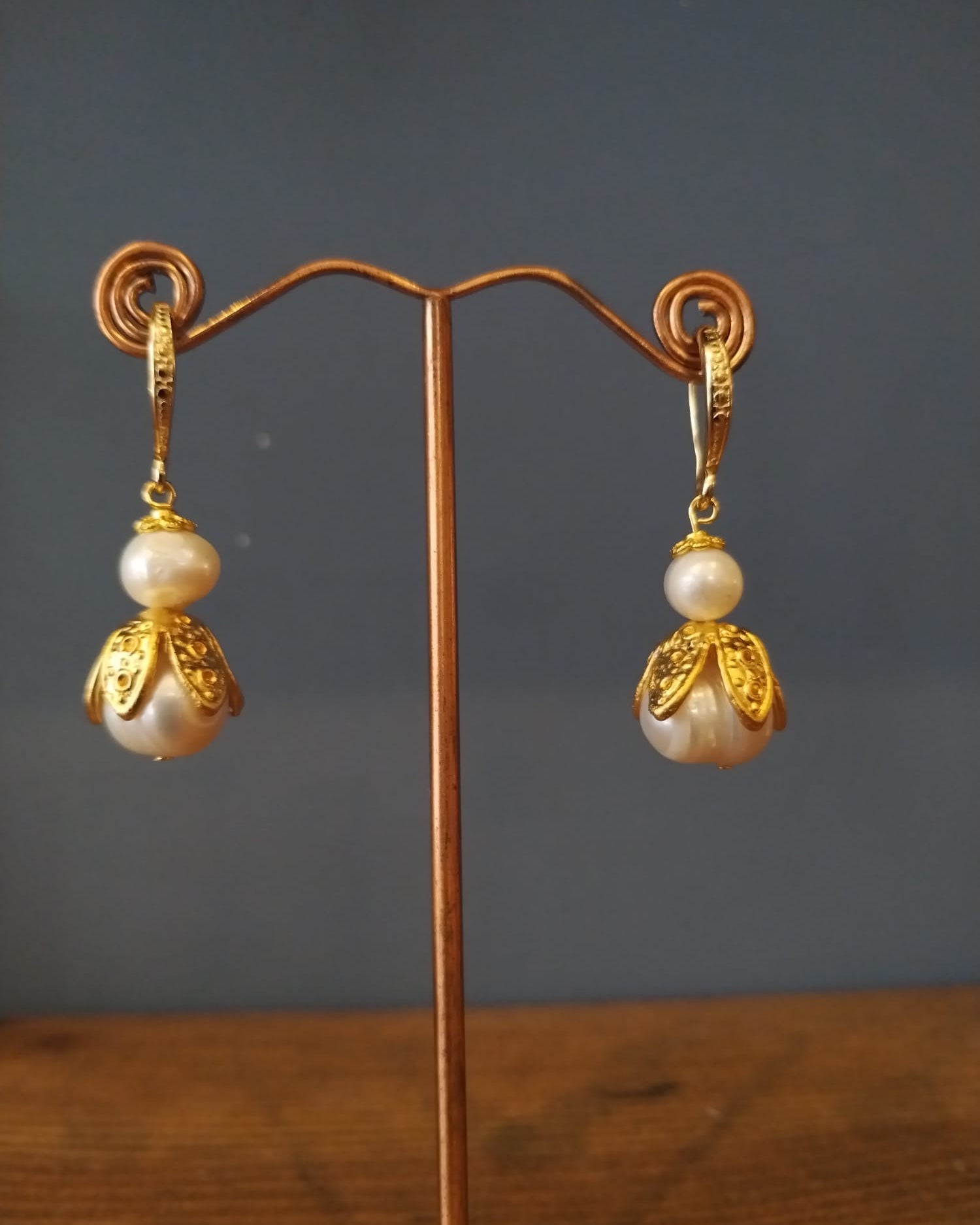 Classic Gold Bud & Pearl Earrings