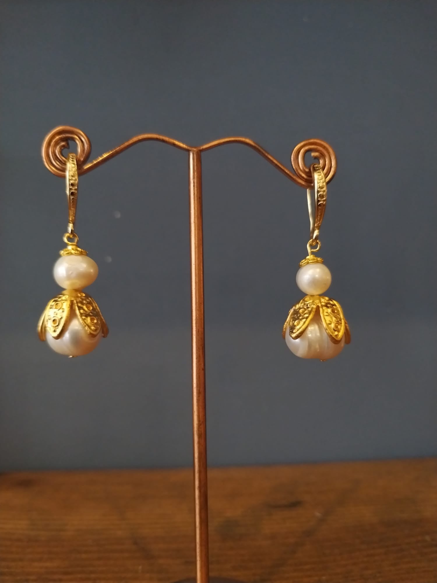 Classic Gold Bud & Pearl Earrings