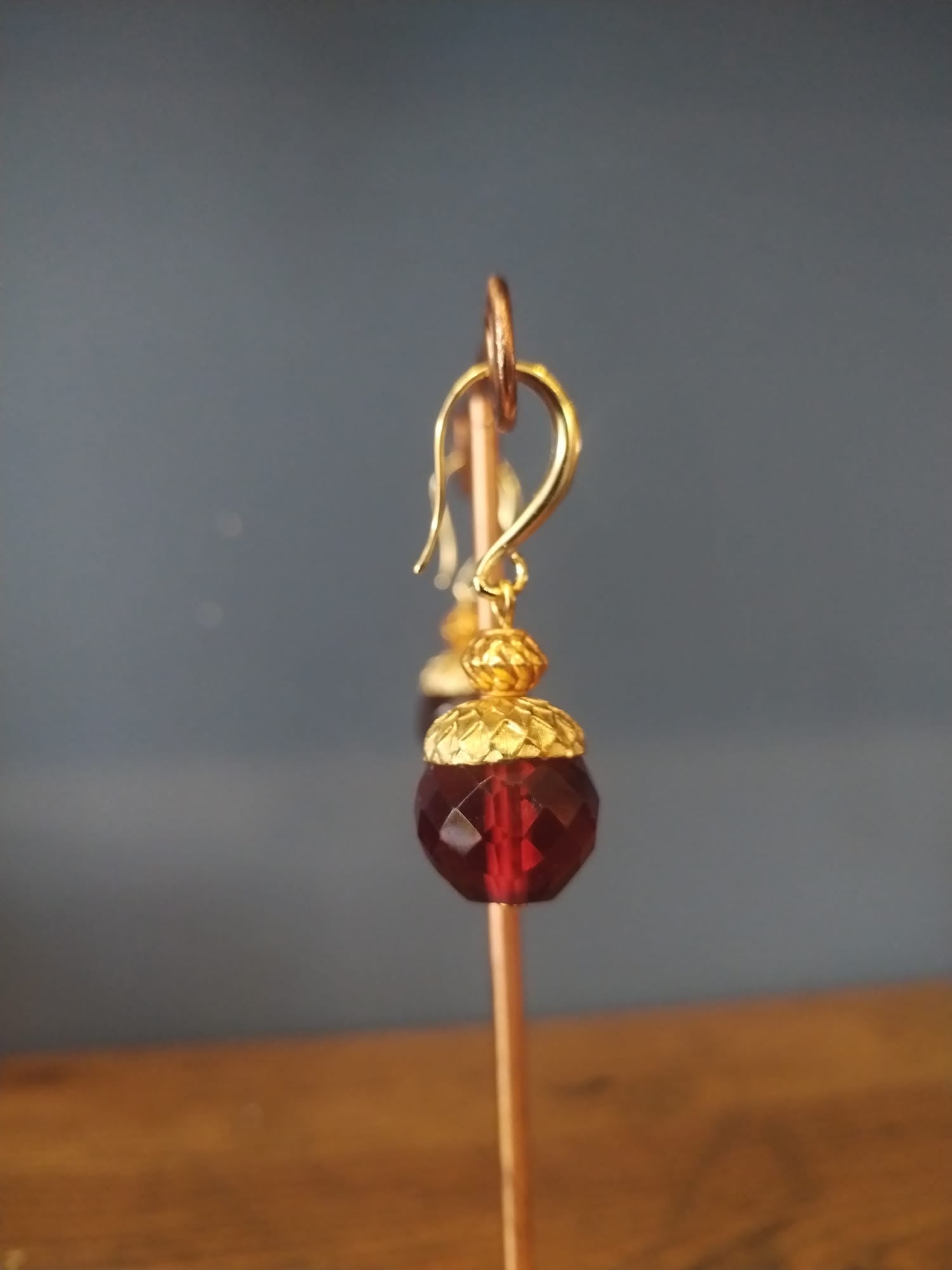 Garnet Faceted Stone Earrings Handmade in Bristol