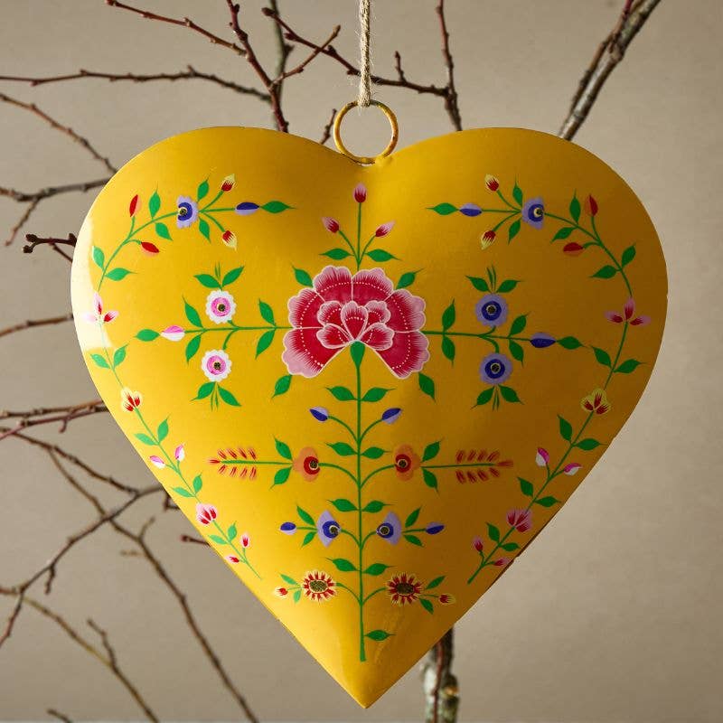 Sunshine Yellow Floral Wooden Candlestick Holder S Kashmiri Design 12 Inch