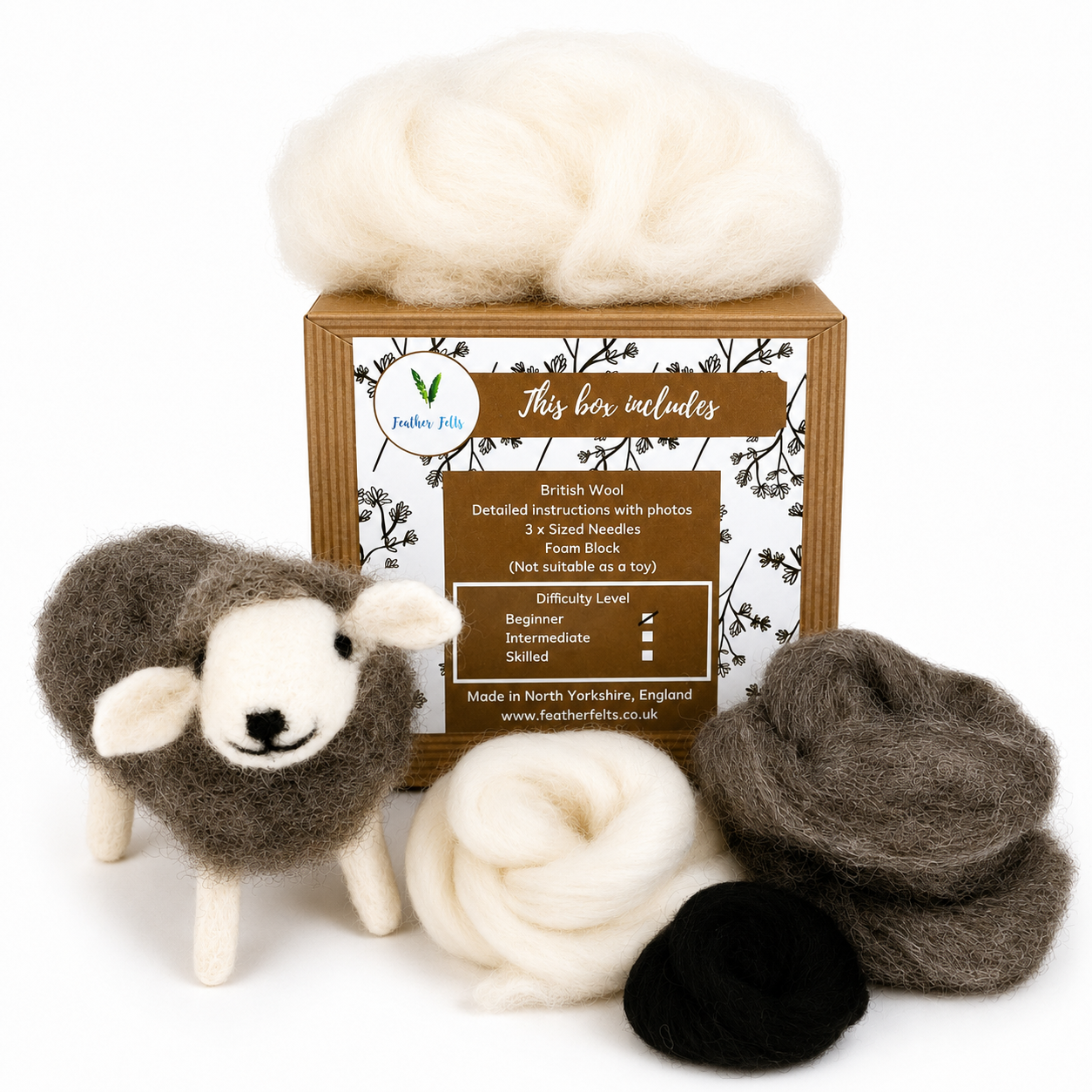 Grey Sheep Needle Felting Kit With Foam