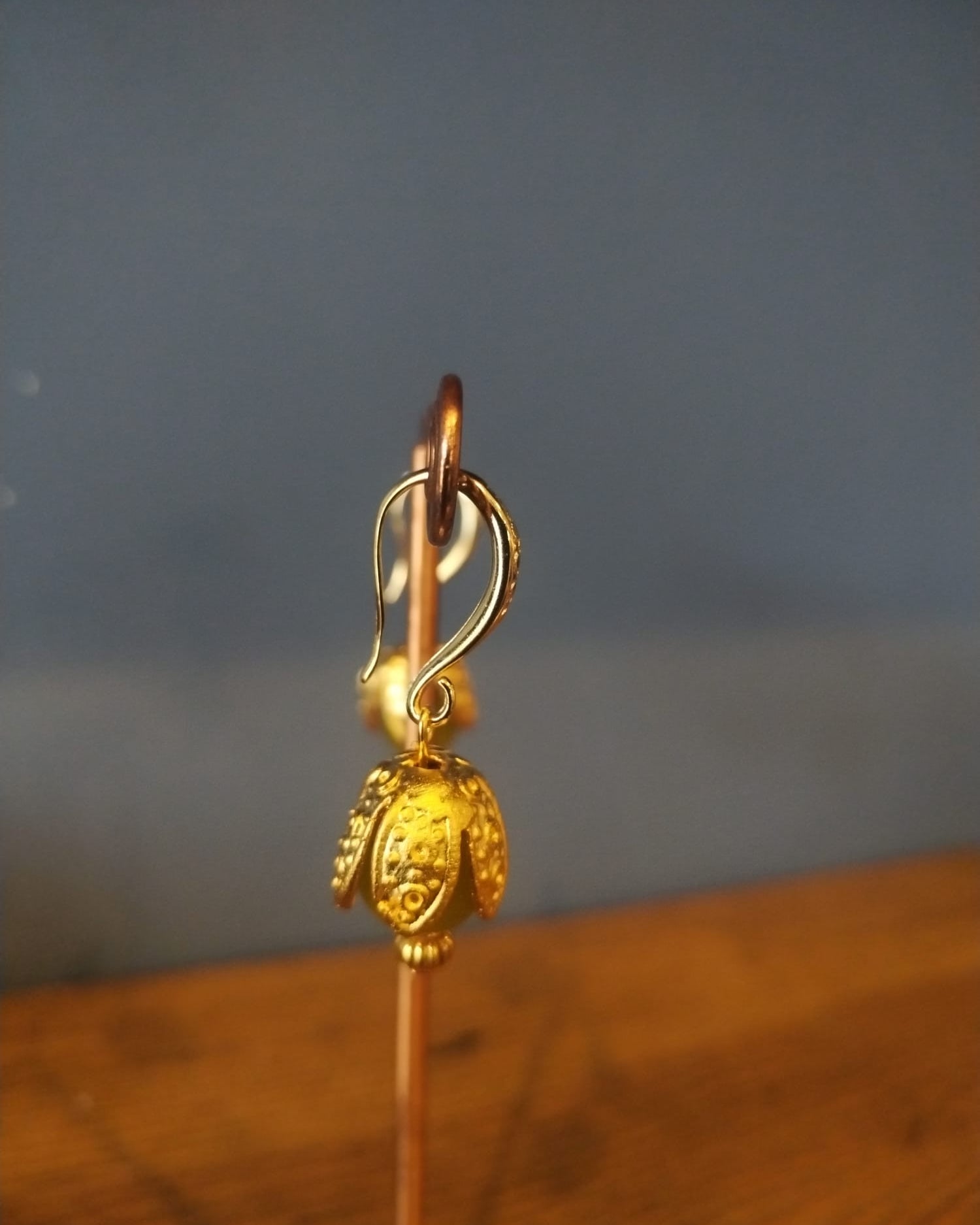 Lime Agate Gold Bud Earrings | Handmade in Bristol