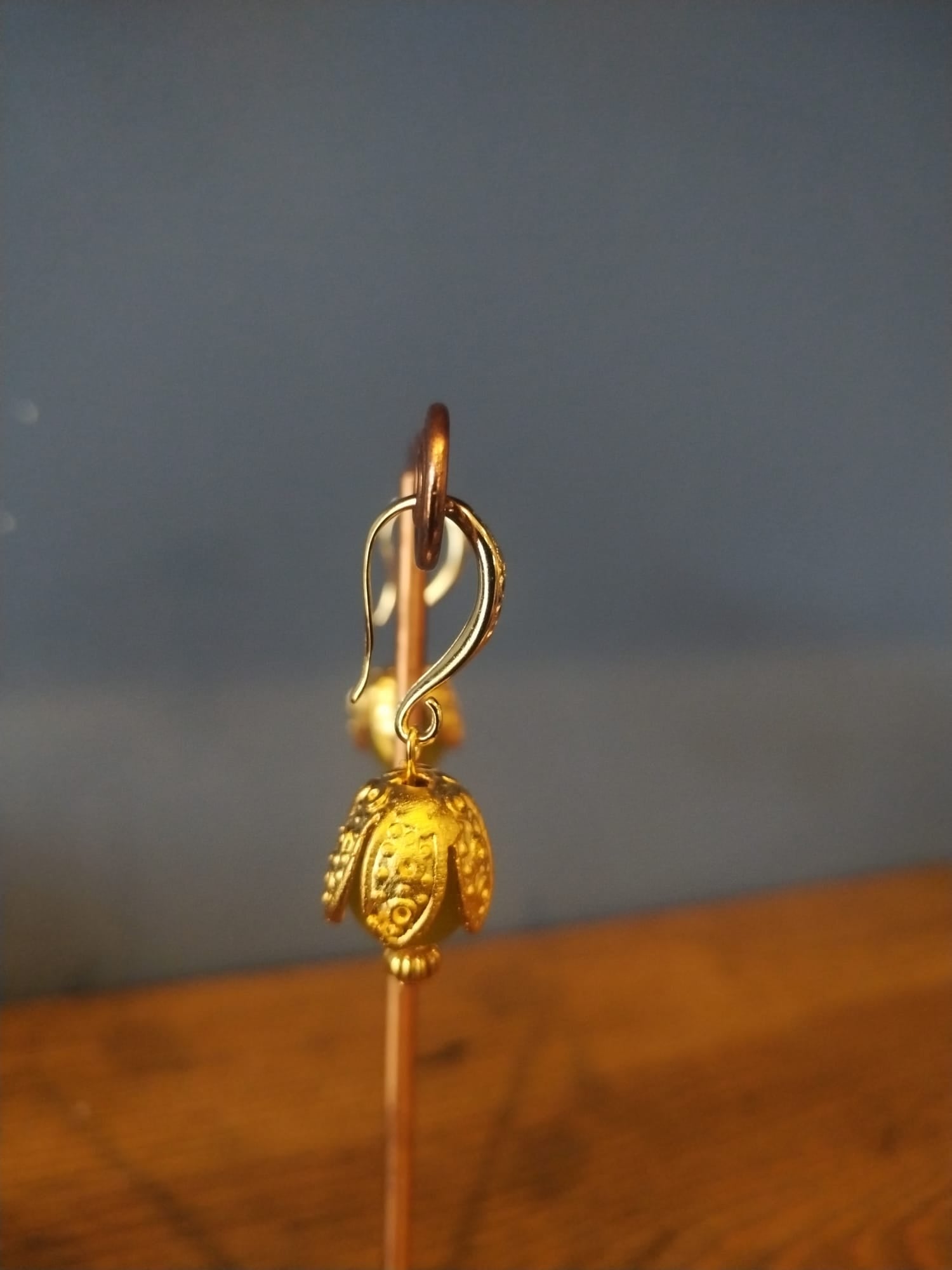 Lime Agate Gold Bud Earrings | Handmade in Bristol